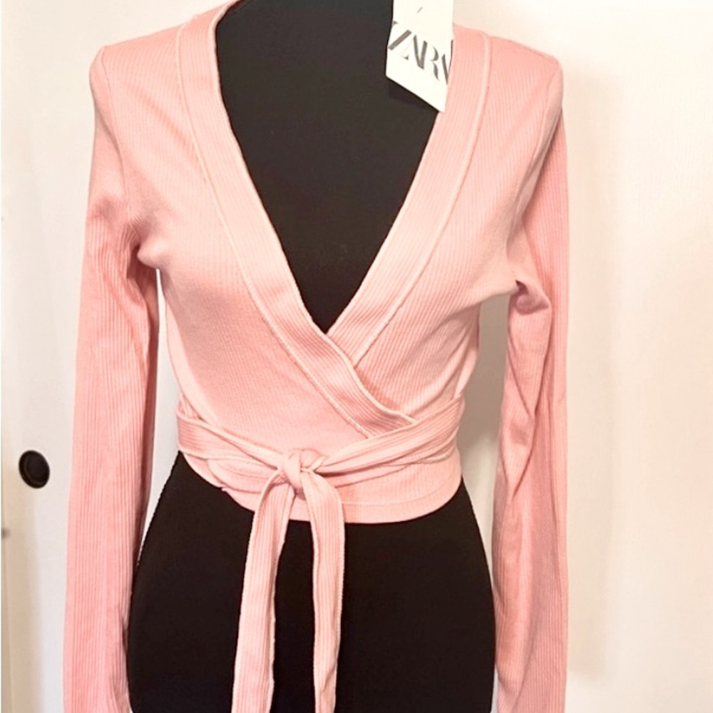 Zara NWT Ballet Pink Wrap Top